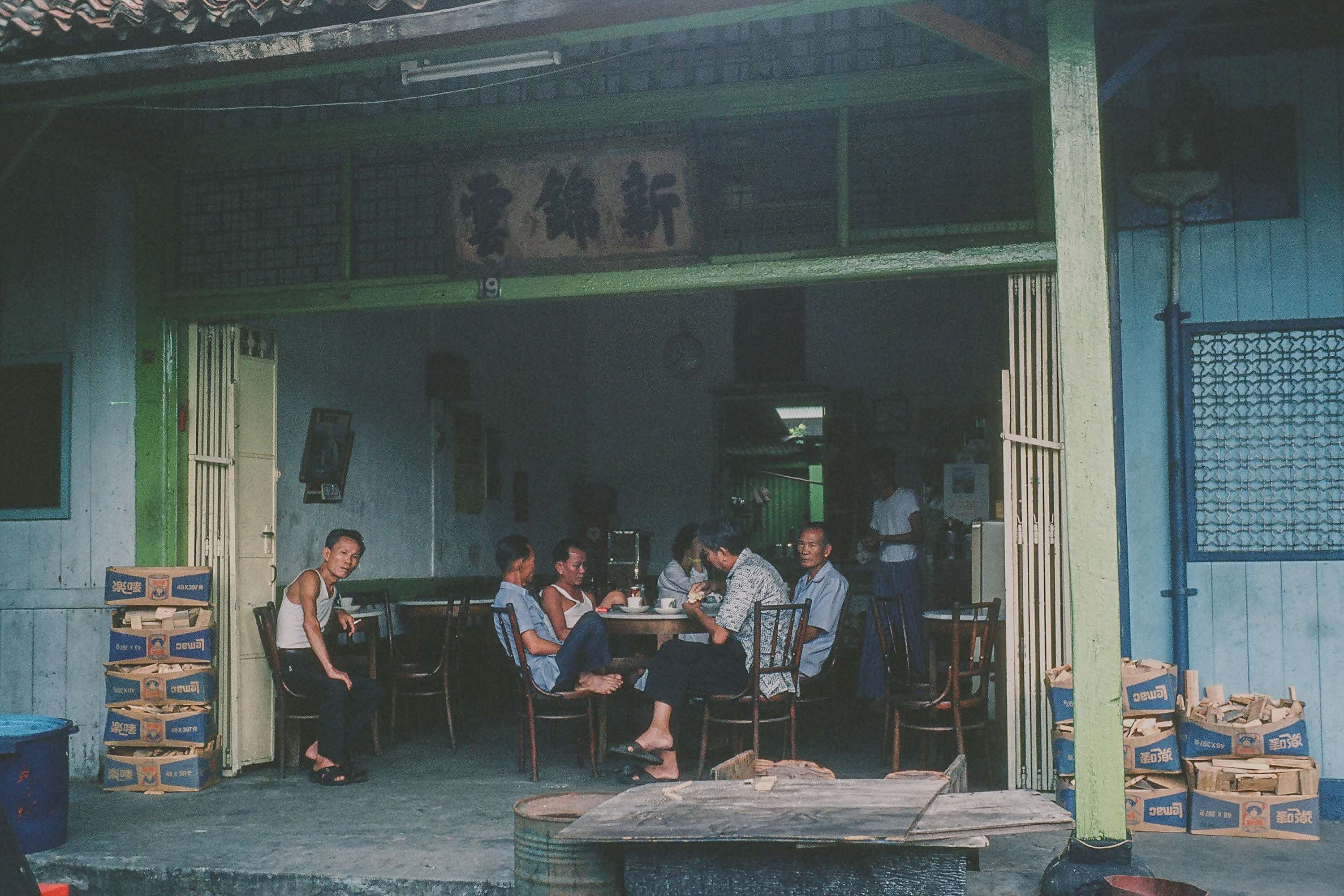 A kopitiam at Kampong River Valley Close where fresh ground coffee would be prepared in the morning, 1982